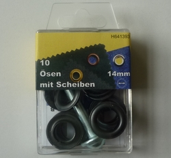 Ã–sen mit Scheiben 14mm (10 Stuck), BrÃ¼niert